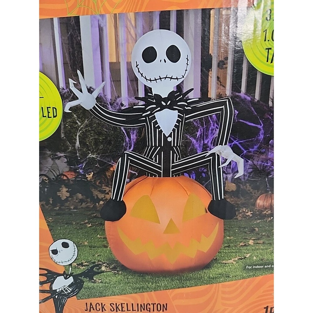 Disney 3.5ft Airblown Inflatable Halloween Jack Skellington on Pumpkin 223450